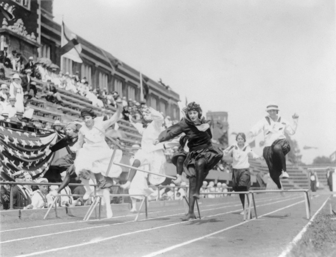 Women competing in low hurdle race, Washington, D.C.